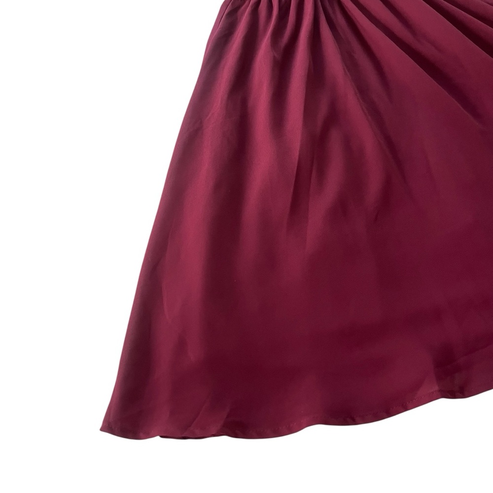Lush Francescas Women M Wine Maroon Chiffon Sleeveless Halter Blouson Mini Dress - Picture 8 of 16
